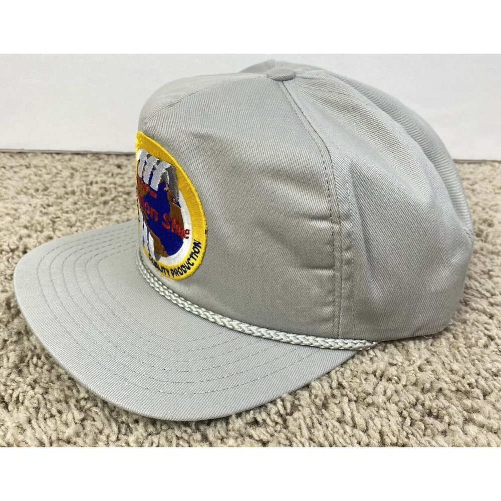 Vtg‎ Voyager Cannon Sline Trucker Snapback Hat Gray Roped Yellow Patch Cap USA - Picture 4 of 12